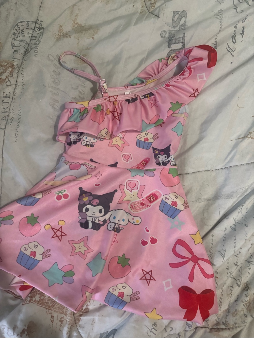 Sanrio Kuromi and Cinnamoroll One-Shoulder Swim Dress size 5/6